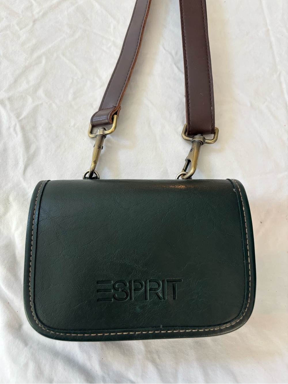 Esprit Forest Green Crossbody with Brown Strap